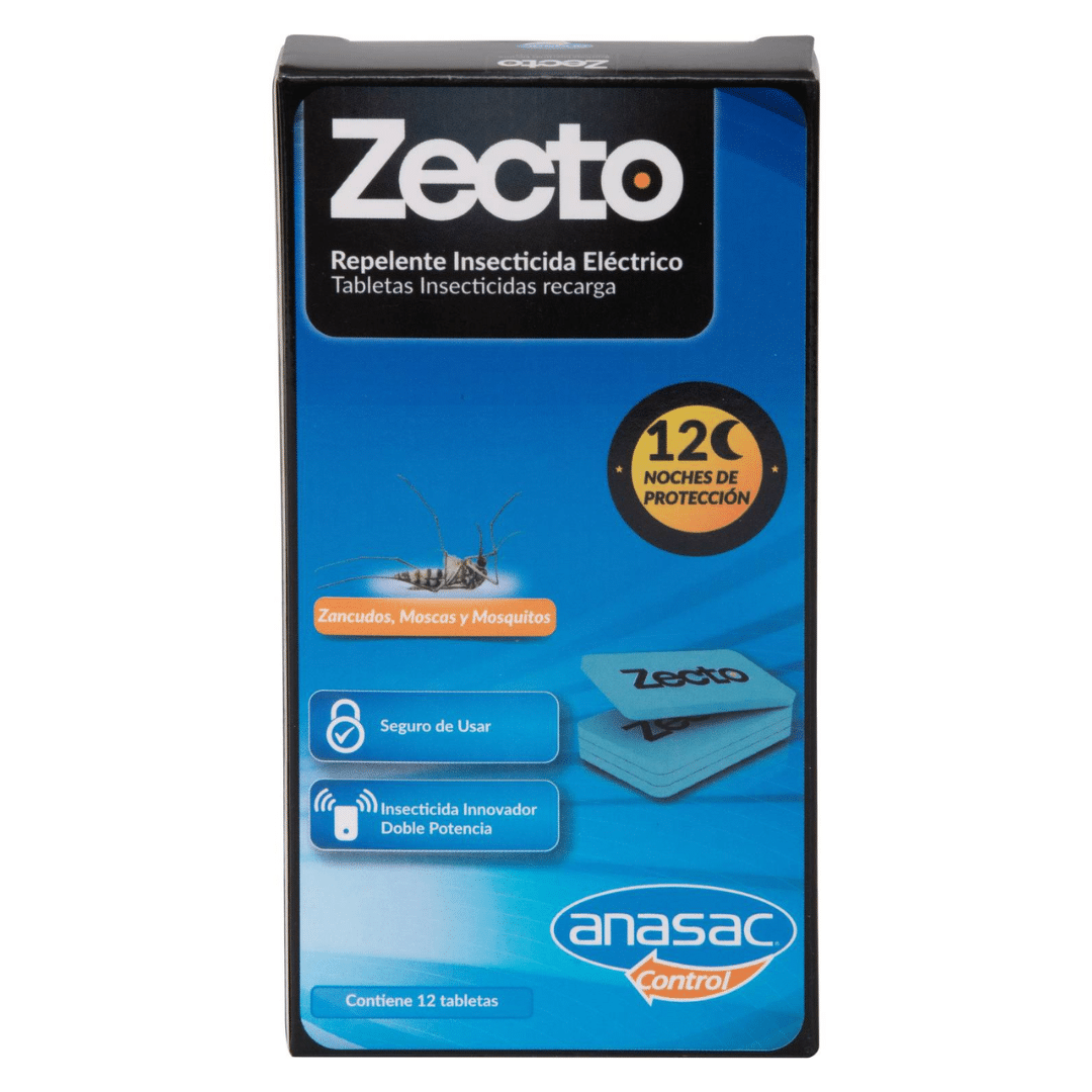 Tablet insecticida Zecto recarga 12 unidades para control de insectos domésticos