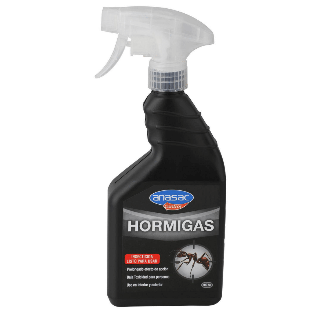 Insecticida líquido Anasac LPU para hormigas en envase de 500 cc, solución efectiva para el control y exterminio de nidos de hormigas.