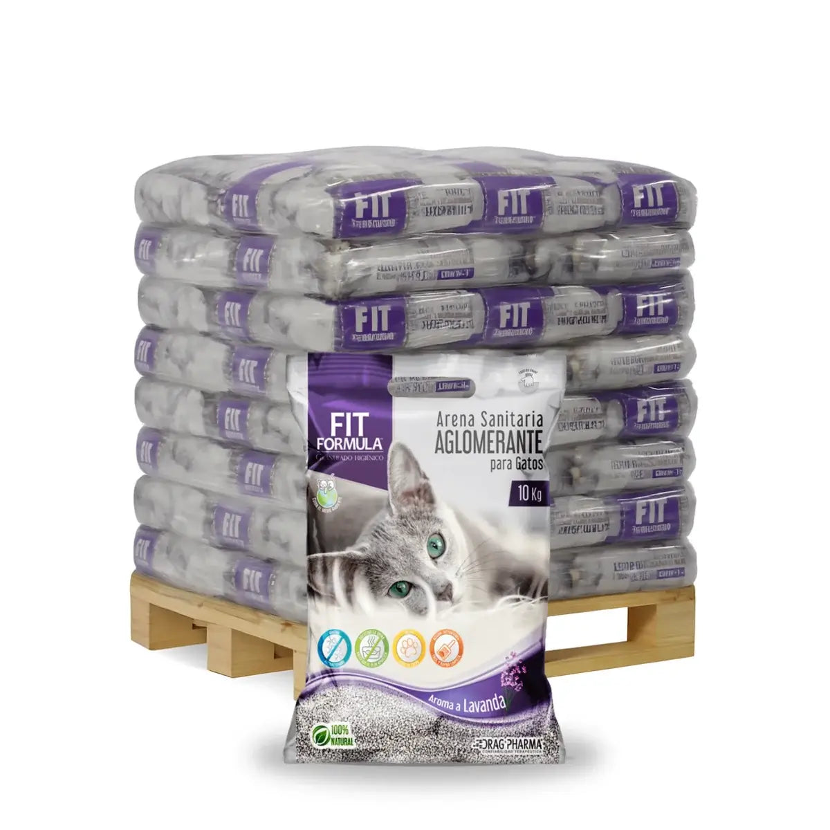 Pallet de arena aglomerante para gatos Fit Formula para con aroma a lavanda