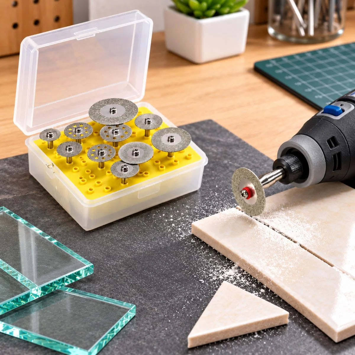 Kit de discos de corte diamantados para Dremel