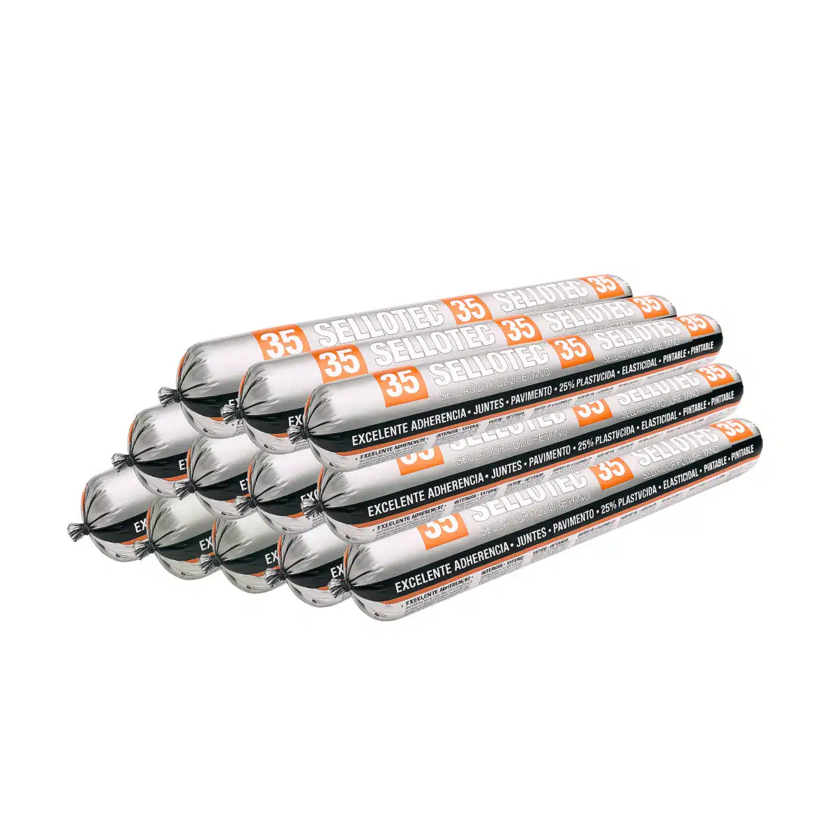 Kit 12 unidades Sello poliuretano negro 600ml Sellotec PU3500, caja de masilla pate poliuretano para proyectos de sellado.