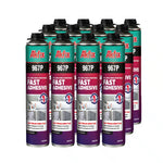 Kit Akfix profesional de espuma de poliuretano adhesiva con limpiador y pistola, ideal para instalación de aislamiento y mantenimiento de herramientas.