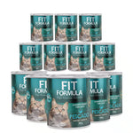 Pack de 12 latas de 290 gramos de alimento húmedo Fit Formula sabor pescado para la nutrición diaria de gatos