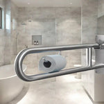 Barra de apoyo de seguridad abatible y plegable para instalación en muro de baño, para personas con movilidad reducida