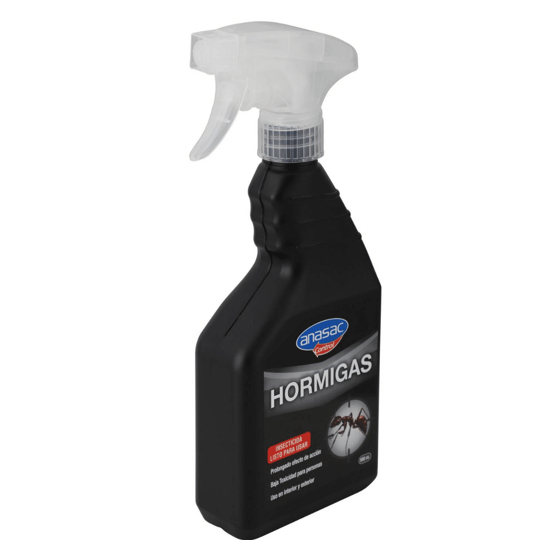 Insecticida líquido Anasac LPU para hormigas en envase de 500 cc, solución efectiva para el control y exterminio de nidos de hormigas.