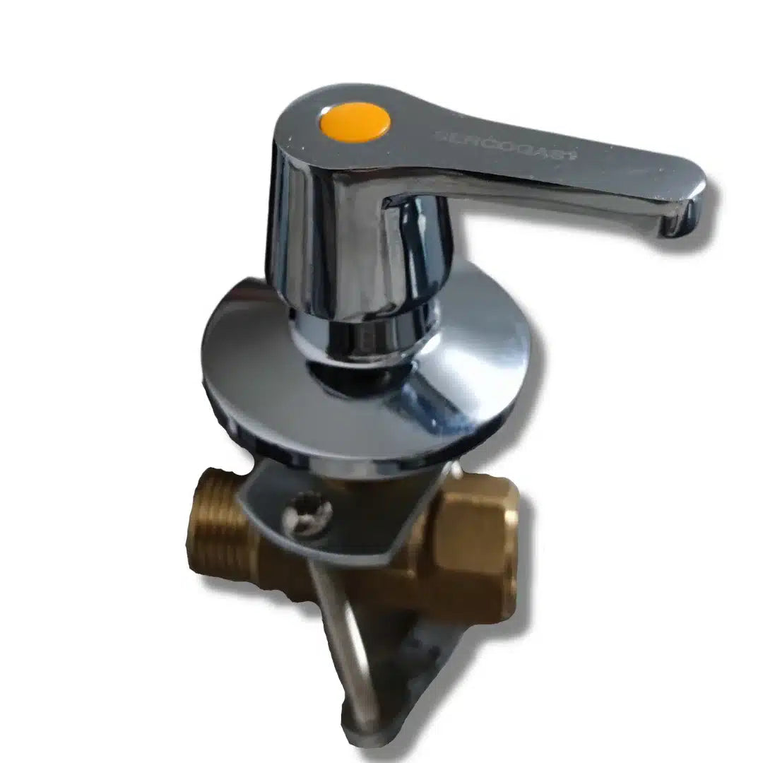 Llave de paso de gas certificada SercoGas HI-HE de 1/2 pulgada, válvula de seguridad para la conexión y corte de gas en encimeras y estufas.