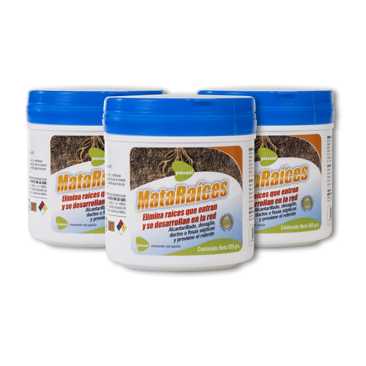 Producto químico en formato de 500 gramos para eliminar raíces en alcantarillado y fosas sépticas, seguro para árboles. Destapador de cañerias