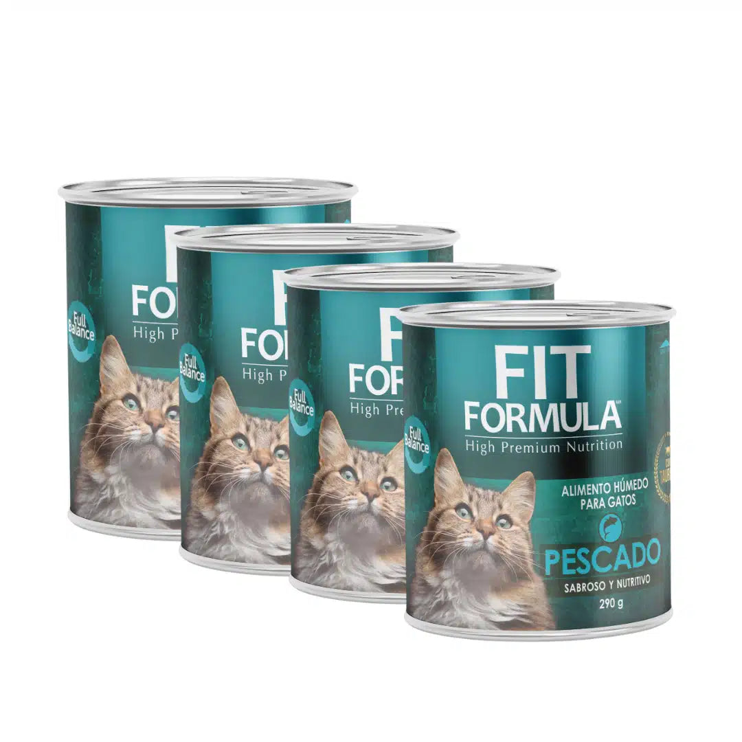 4 latas de comida húmeda Fit Formula para gatos, con sabor a pescado
