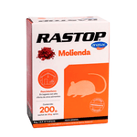 Rodenticida Rastop Molienda Toffee 200 gramos, cebo en harina de alta palatabilidad para el control de ratas y ratones, ideal para áreas secas y almacenes.