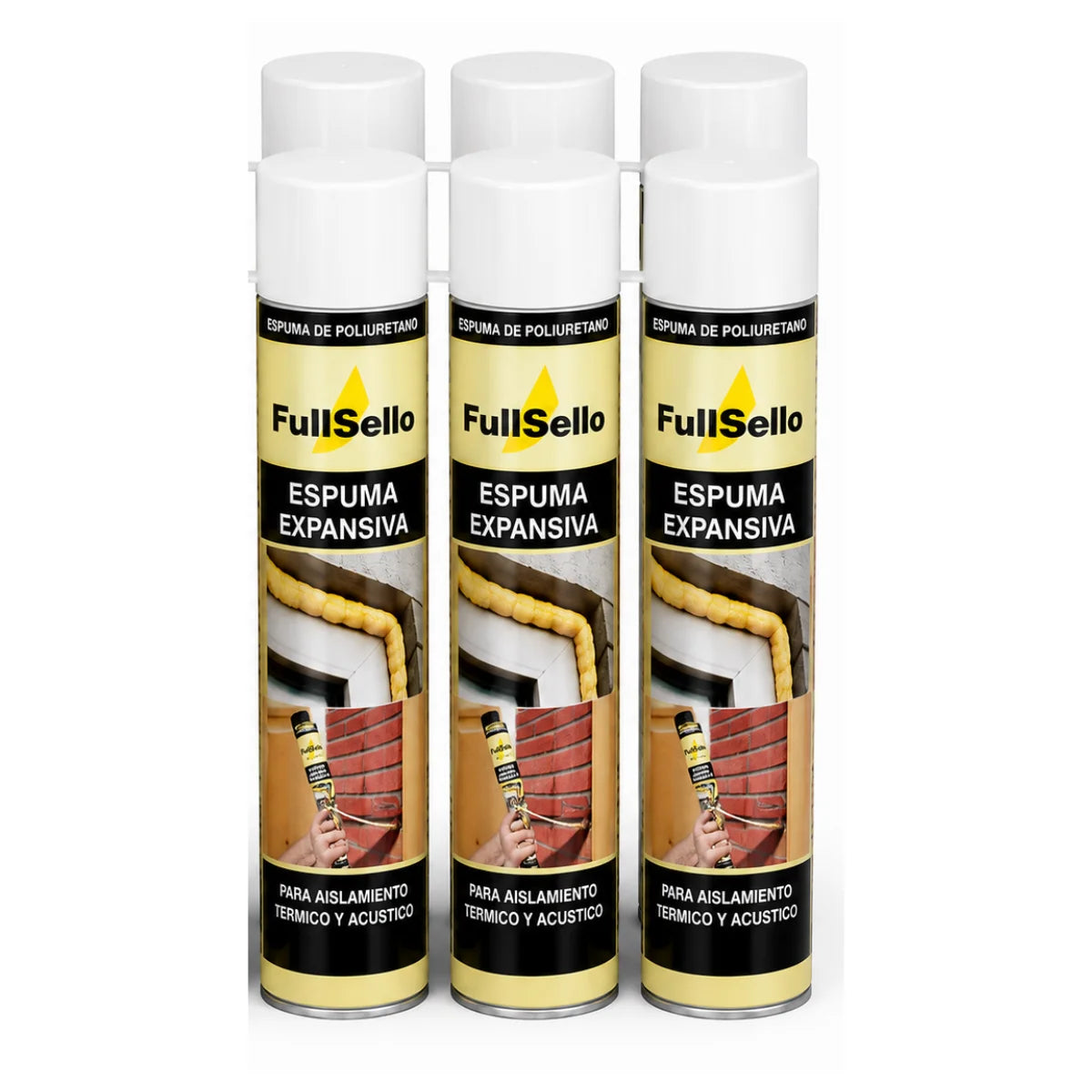 Pack de 6 espumas expansivas de poliuretano Foam-1N de 750 ml
