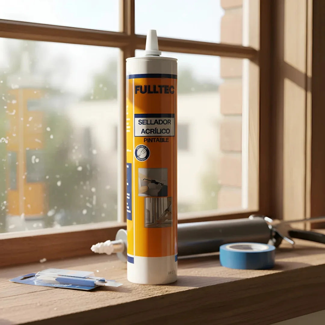 Sellador de silicona acrílica monocomponente de 290 ml, color blanco, ideal para sellar juntas y grietas en interior y exterior.