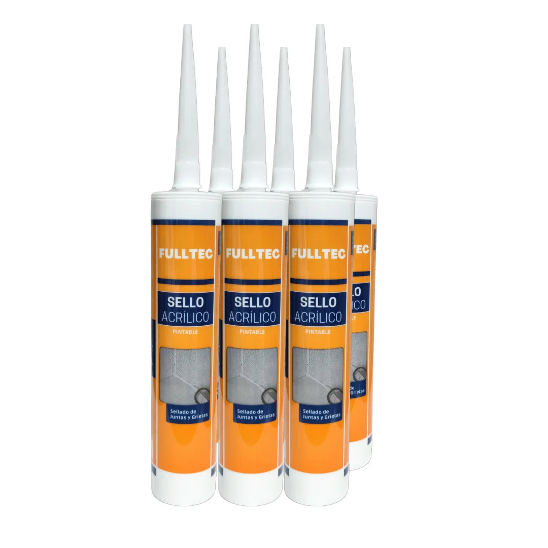Sellador de silicona acrílica monocomponente de 290 ml, color blanco, ideal para sellar juntas y grietas en interior y exterior.