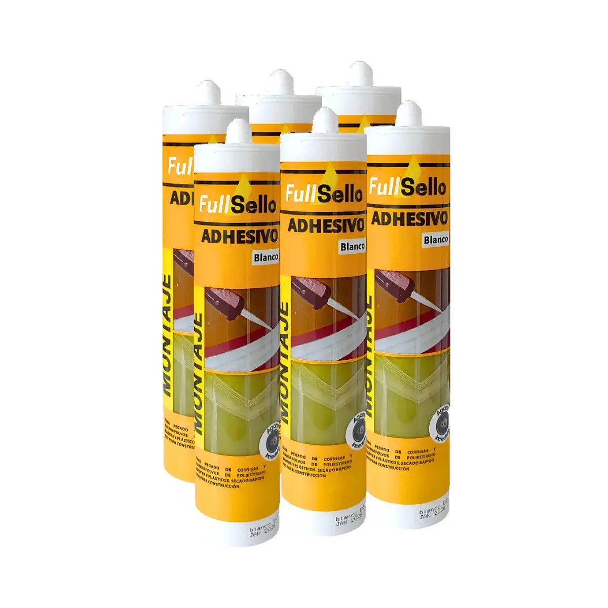 Caja 6 Und Adhesivo De Montaje Fulltec/Fullsello 300Ml Blanco