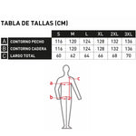 Chaleco Geólogo Orbit Kbeen guia de tallas con cintas reflectantes de 2". Fabricado en tela Oxford 300D, ofrece máxima funcionalidad con múltiples bolsillos y confort térmico para el trabajo en terreno.