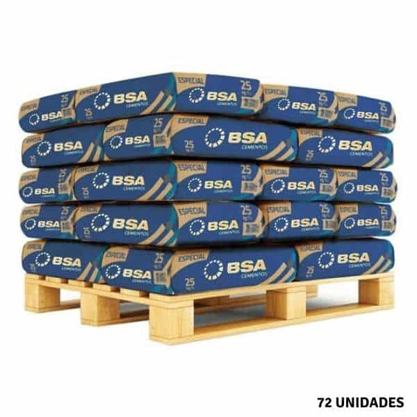Pallet de cemento BSA Especial 72 unidades, material de construcción para hormigón y albañilería, compra mayorista con precio especial por saco.