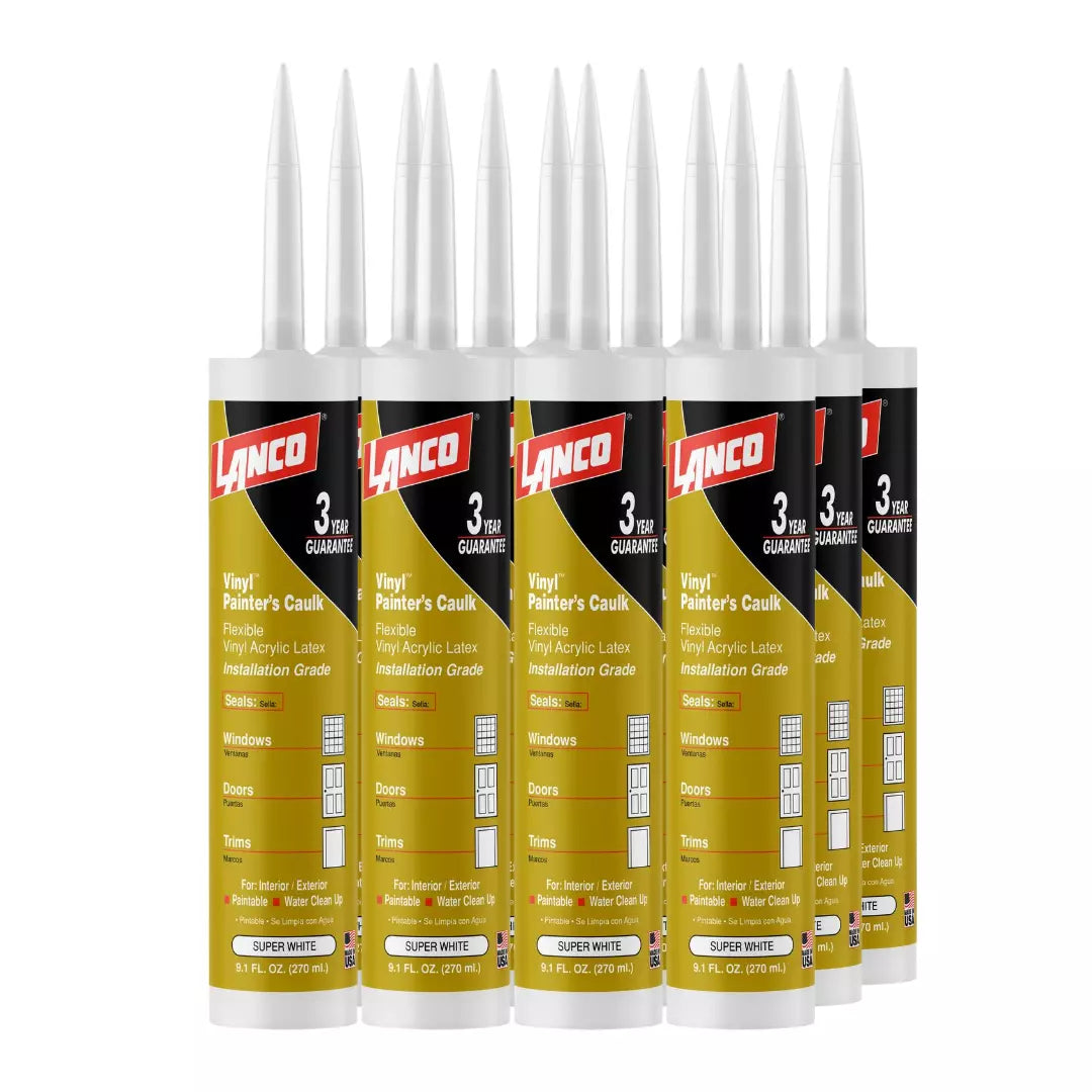 Pack de 12 tubos de sellador acrílico Lanco pintable para juntas y grietas