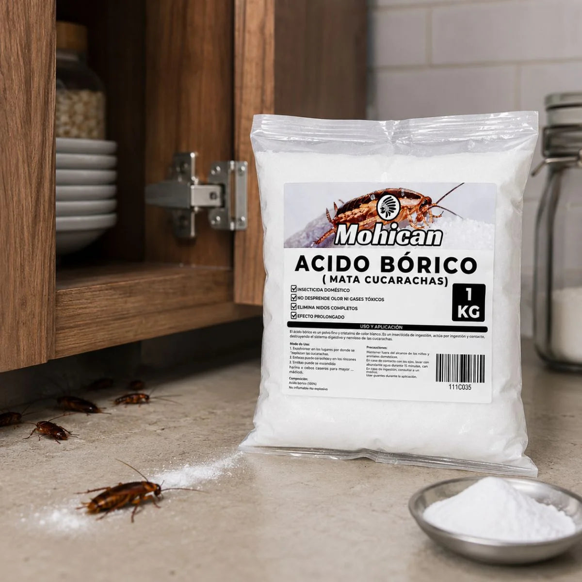 Ácido bórico mata cucarachas Mohican 1 kg en polvo