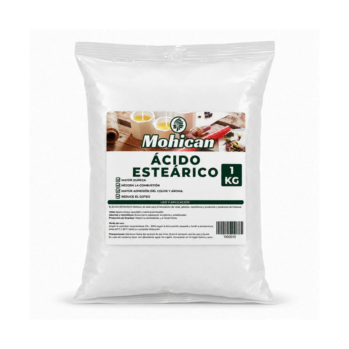 Ácido esteárico Mohican 1 kg para fabricación de velas y jabones