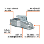 Kit de remolque Truper de 2000 lb con acoplador de acero galvanizado y bola cromada de 1 7/8 pulgadas, certificado SAE J684.
