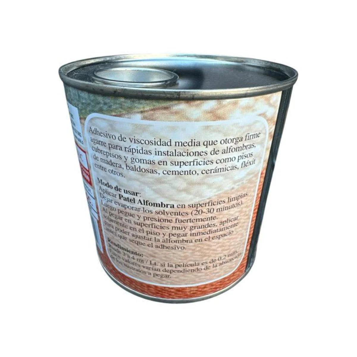 Adhesivo para alfombras marca Patel de 750cc, pegamento de alto tráfico para hormigón y madera, resistente a la temperatura.