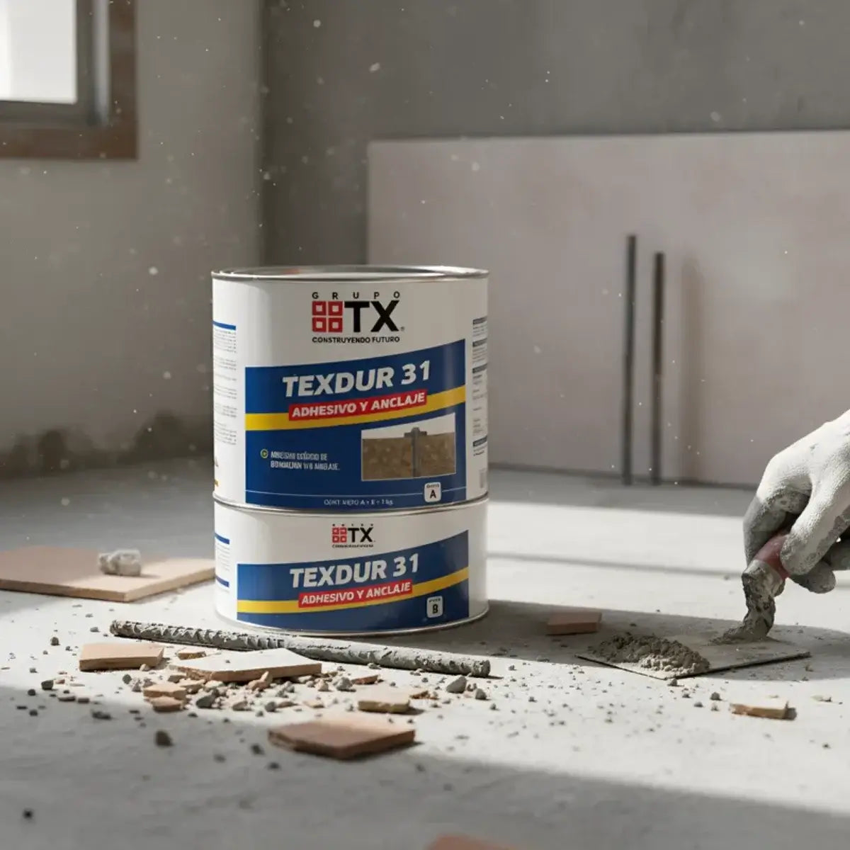 Adhesivo Epóxico Bi-Componente TexDur 31 para reparación estructural.