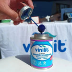 Adhesivo pvc líquido viscoso Vinilit de 240 cc para PVC Presión, sanitario y canaletas, apto para agua fría.