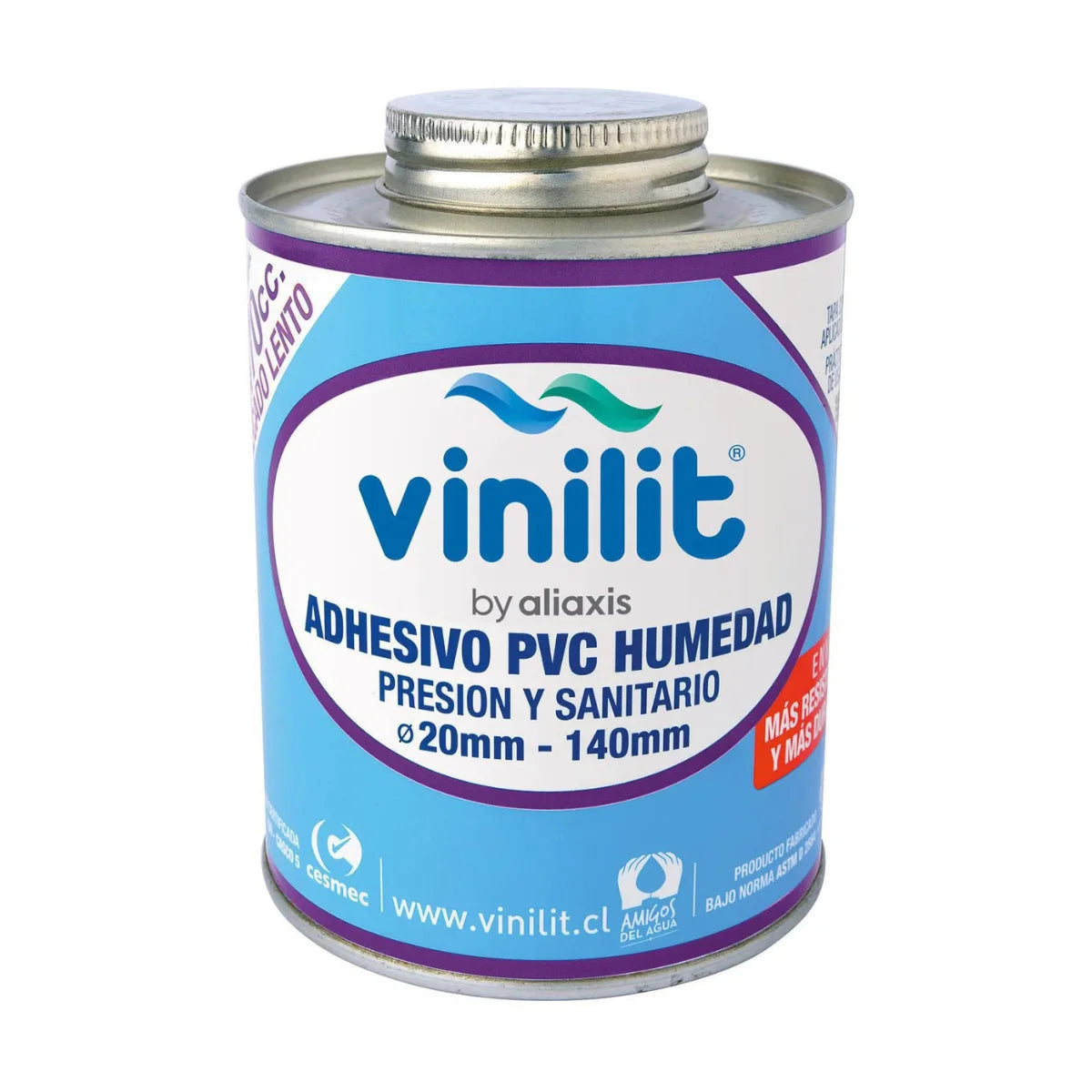 Adhesivo pvc líquido viscoso Vinilit de 240 cc para PVC Presión, sanitario y canaletas, apto para agua fría.