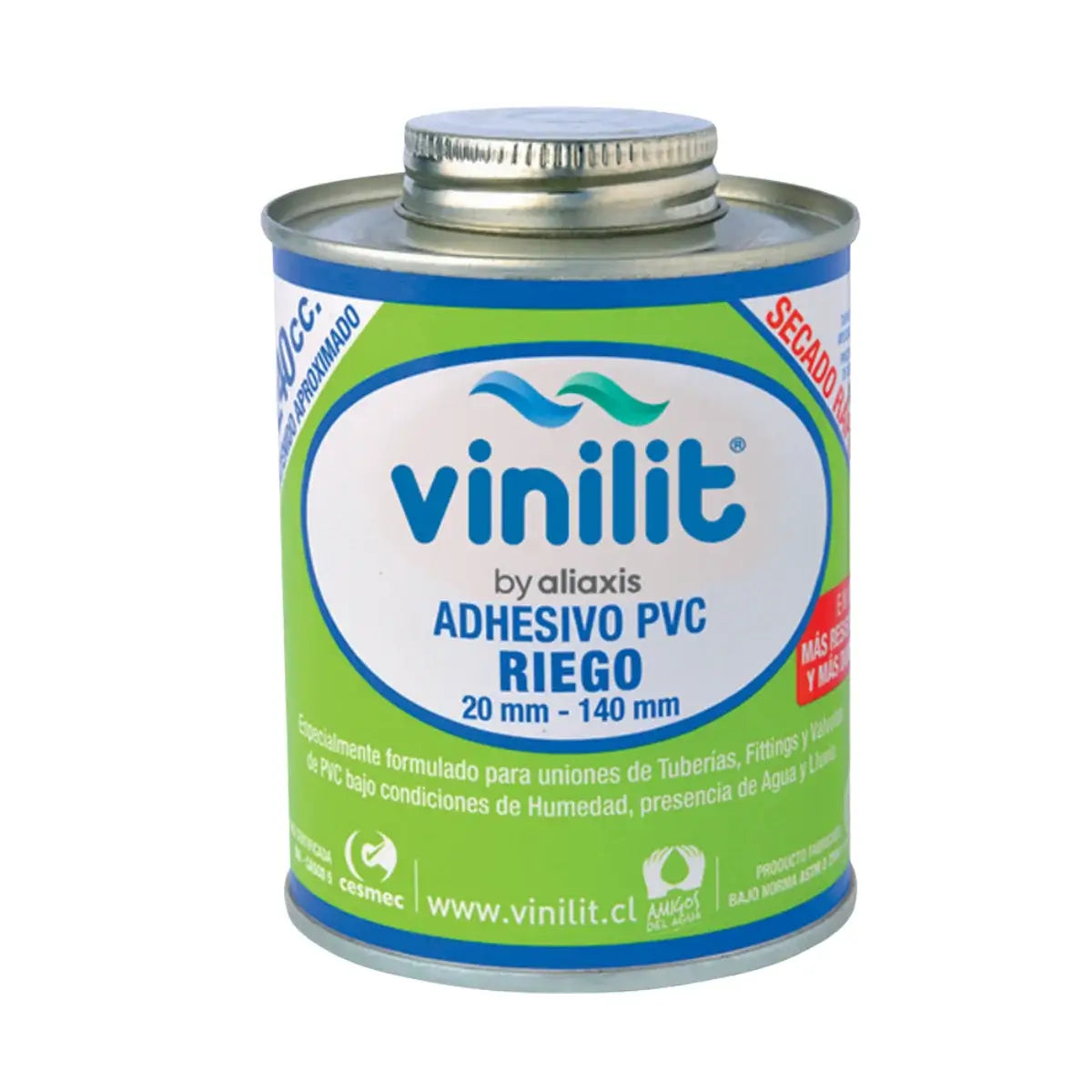 Adhesivo PVC Vinilit de 240 cc para riego, ideal para uniones sólidas que soportan el sol, humedad y alta presión.