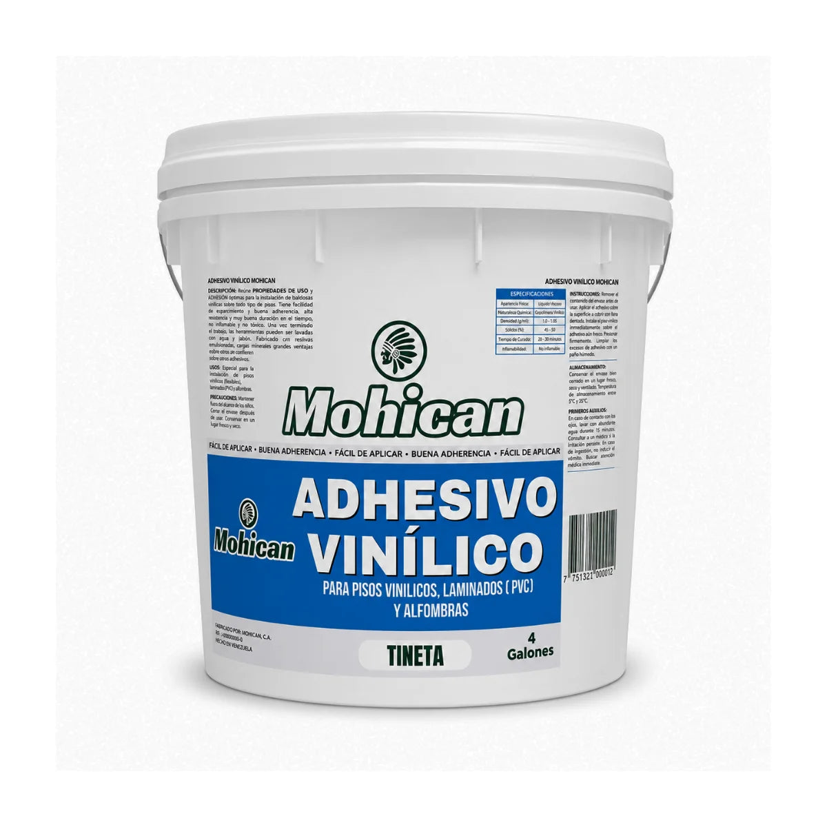 Adhesivo Vinílico Mohican para Pisos Vinílicos y Alfombras 1 tineta