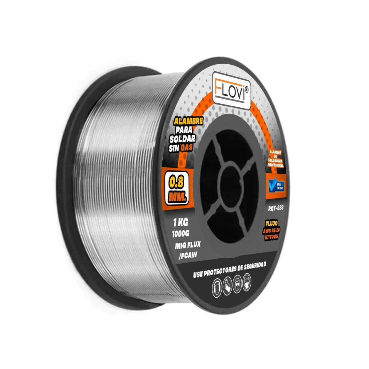 Alambre para soldar sin gas marca Flovi de 1 kg, modelos de 0.8mm y 1.0mm para soldadoras MIG Flux Core.