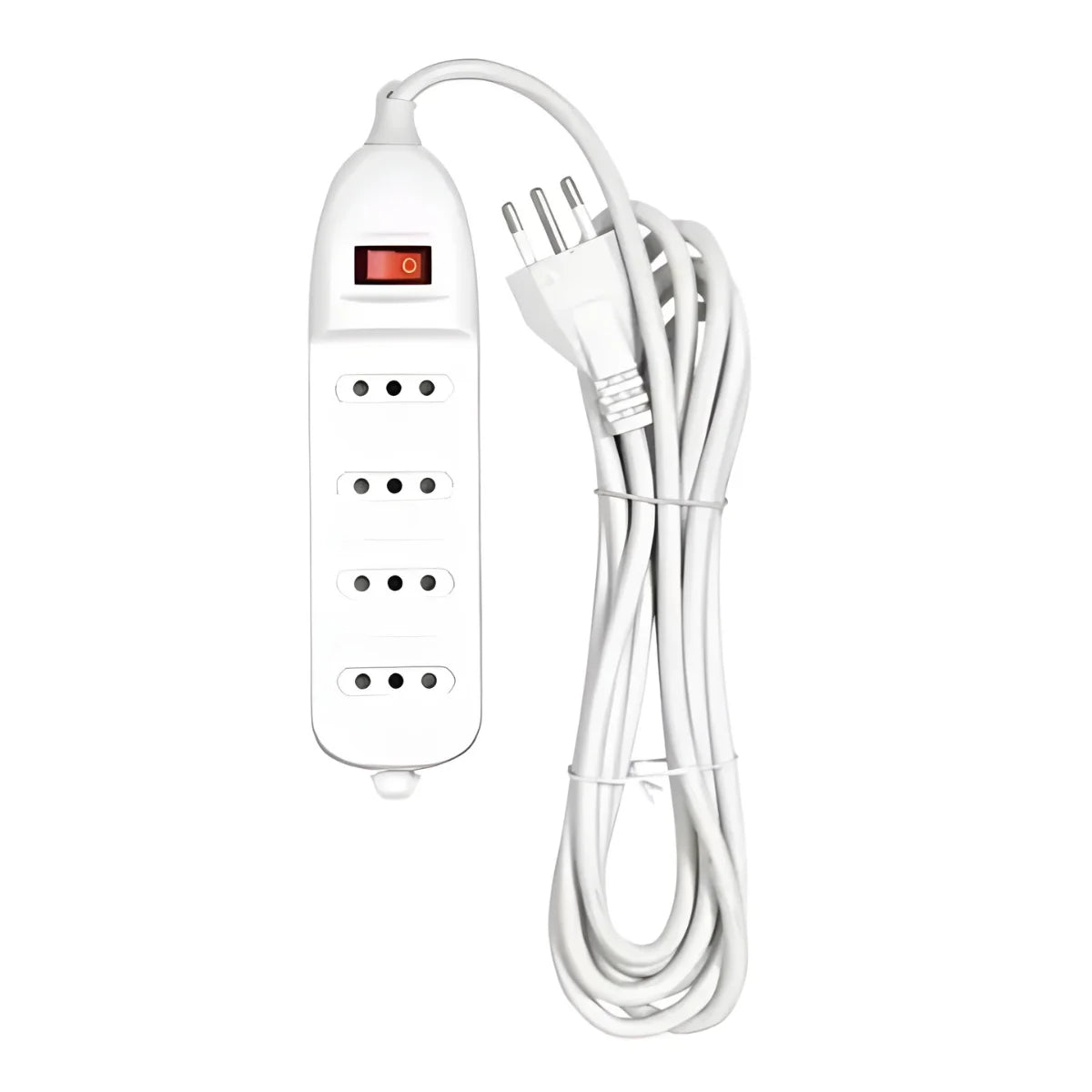 Alargador eléctrico Stanford blanco con 4 tomas y botón de encendido/apagado.