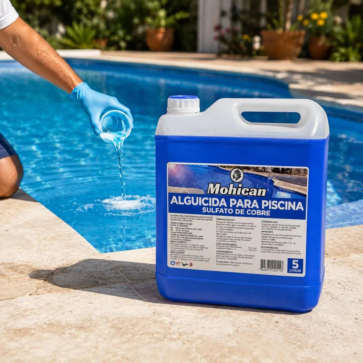 Alguicida para piscinas Mohican de 5 litros con sulfato de cobre