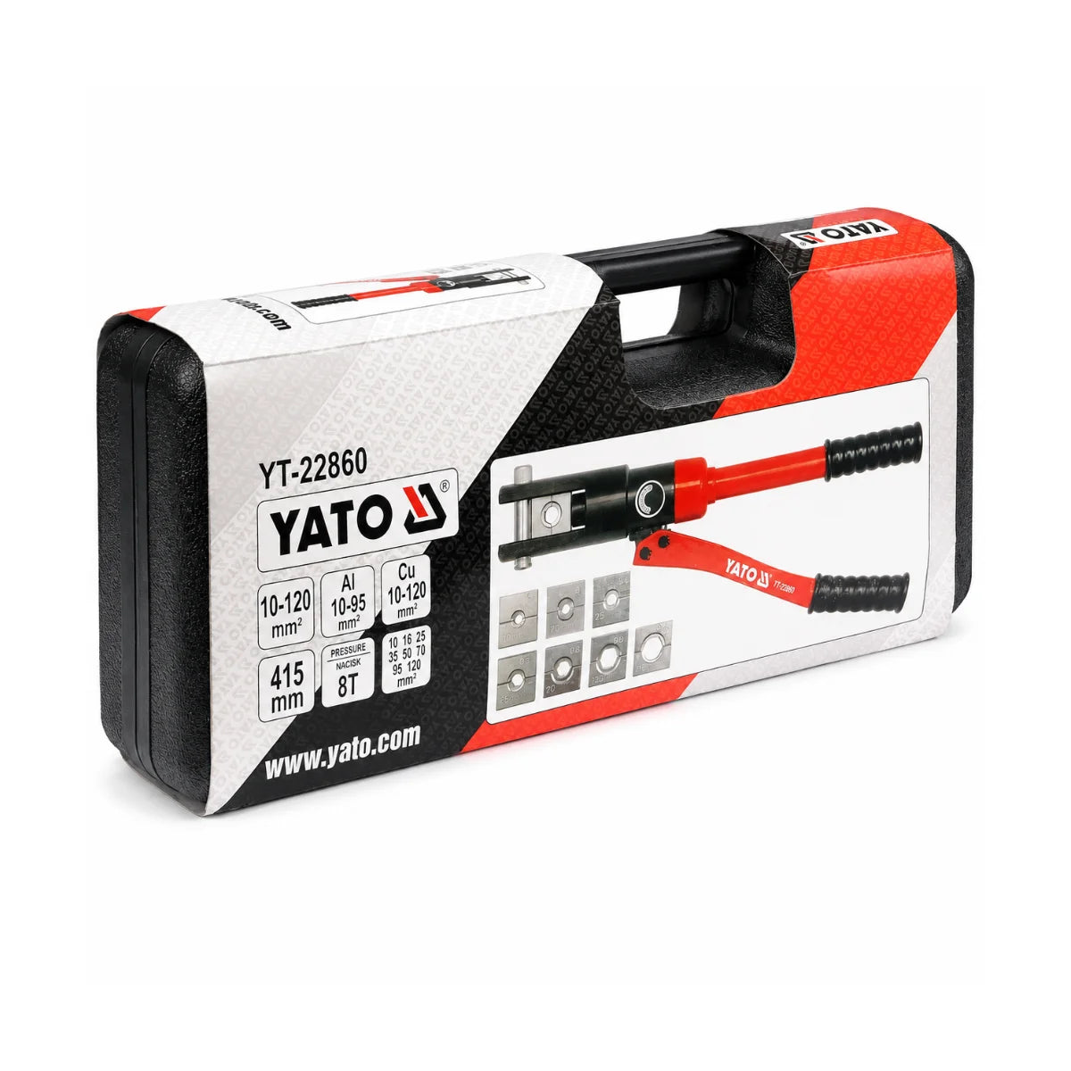 Alicate Hidráulico de Crimpado 8 Toneladas Yato YT-22862 para terminales eléctricos