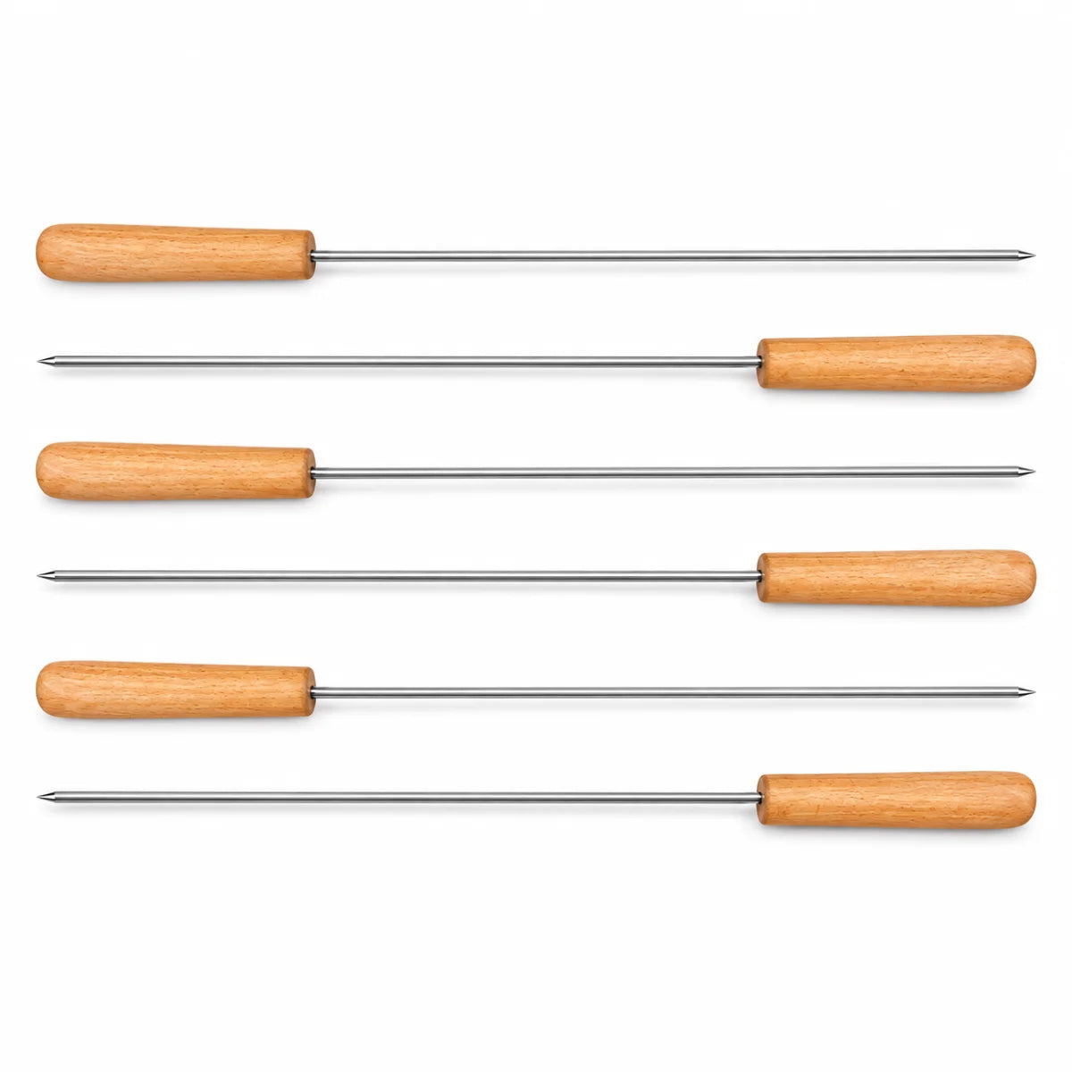 Set Grilltech de 6 pinchos niquelados de 40 cm para anticucho