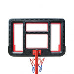 Aro de basquetbol con pedestal ajustable para niños, con tablero HDPE y base rellenable.