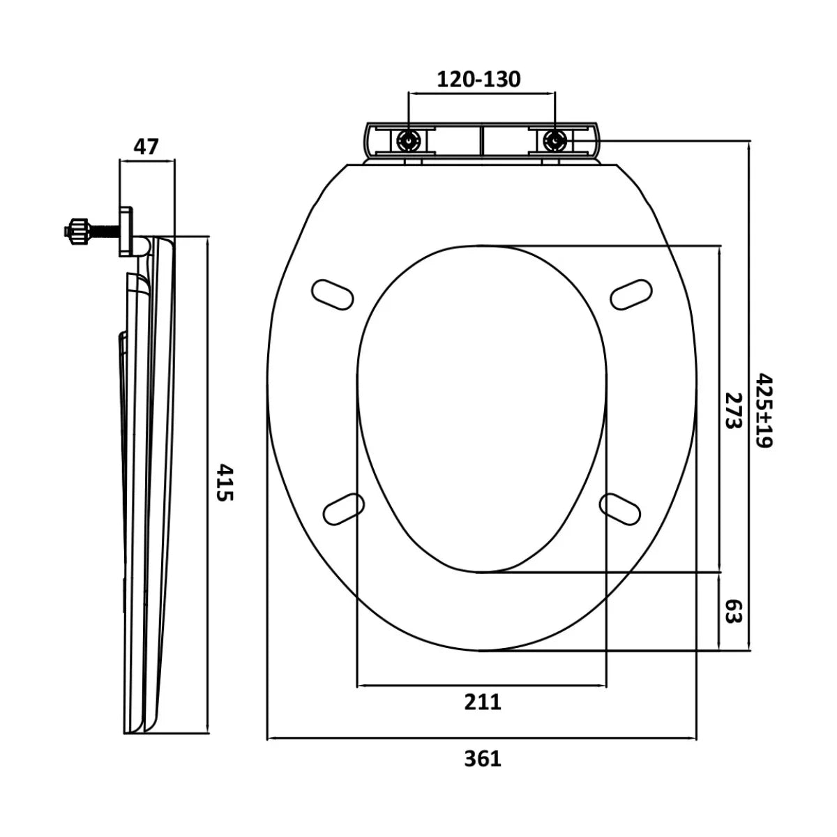 Tapa de asiento blanca Grifix Stella para inodoro fabricada en polipropileno reforzado.
