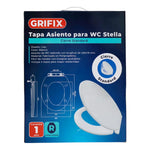 Tapa de asiento blanca Grifix Stella para inodoro fabricada en polipropileno reforzado.