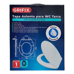 Tapa de asiento para WC Grifix modelo Terra en color blanco de material reforzado.