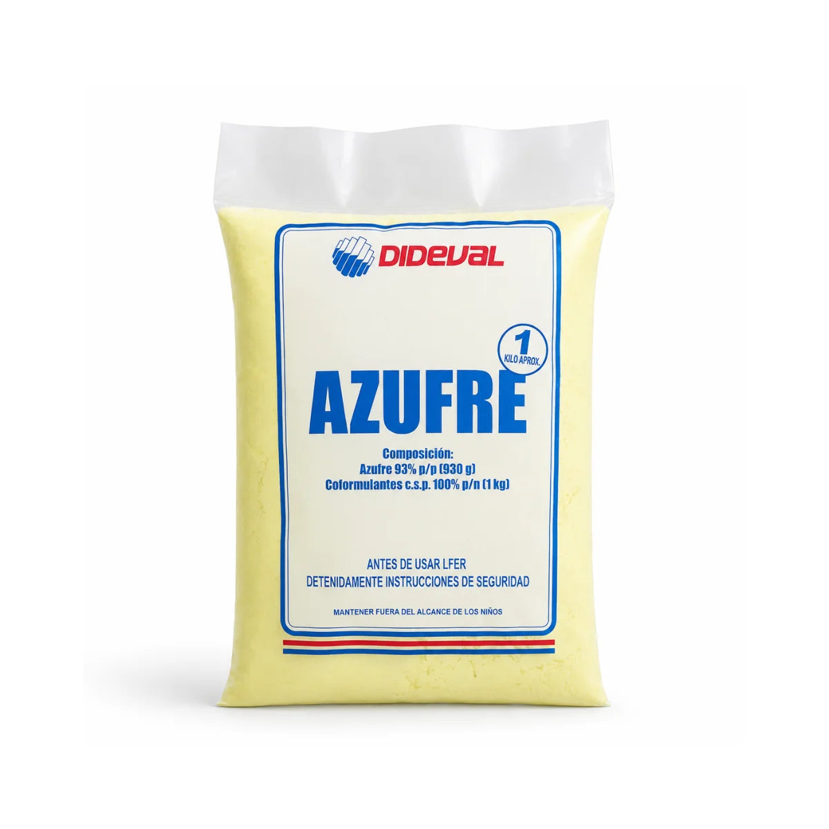 Azufre Fertilizante Agrícola 1 Kilo Dideval corrector de pH y mejorador de suelos para cultivos y jardines