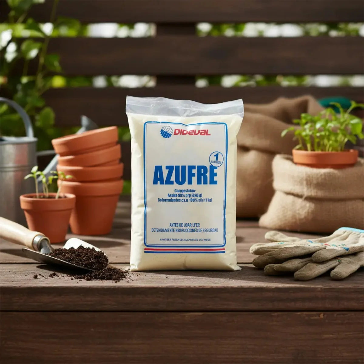 Azufre Fertilizante Agrícola 1 Kilo Dideval corrector de pH y mejorador de suelos para cultivos y jardines