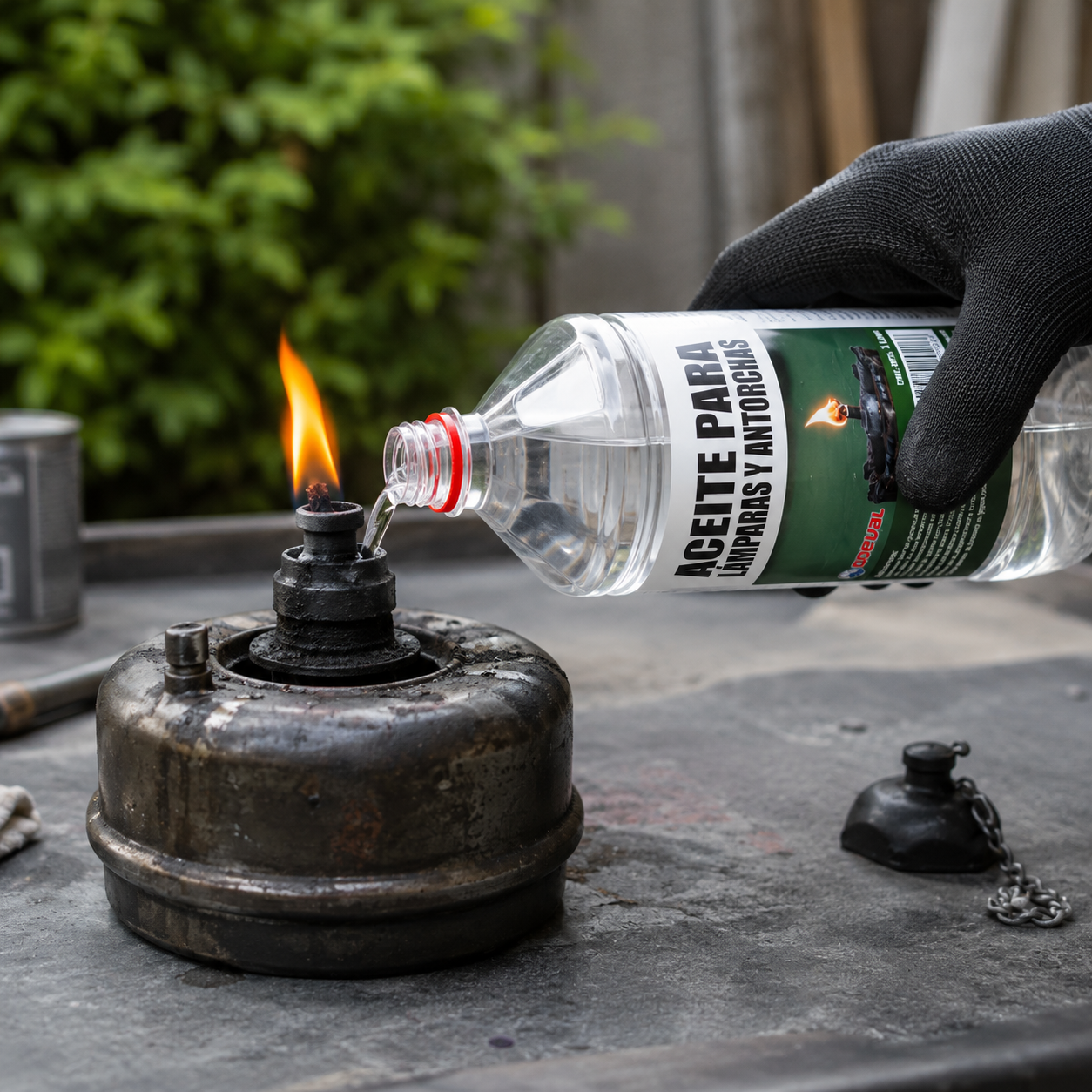 aplicación aceite para lámparas y antorchas 