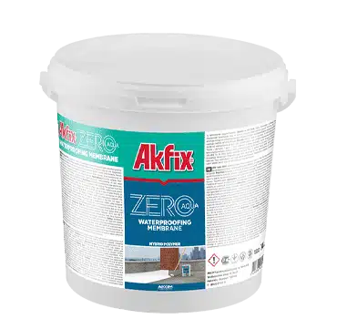 Membrana impermeabilizante líquida Akfix Aquazero para techos, pisos y jardines, recubrimiento de poliuretano flexible y resistente a la penetración de raíces.