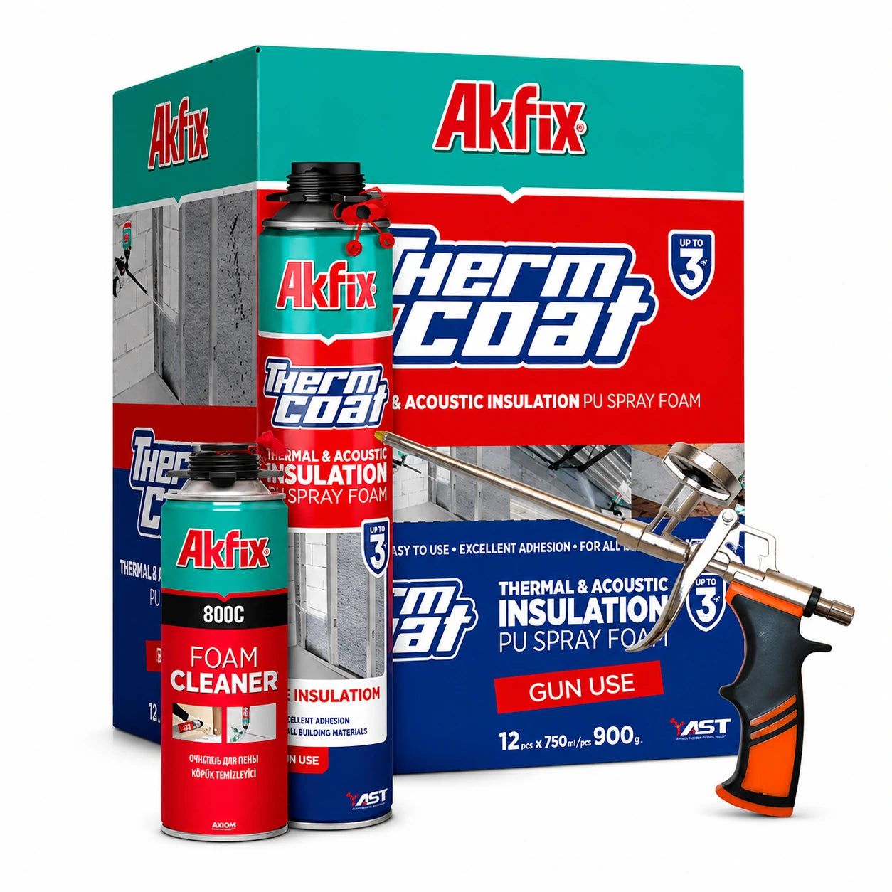 Kit 12x Espuma Poliuretano Proyectado Cleaner Y Pistola Aplicadora