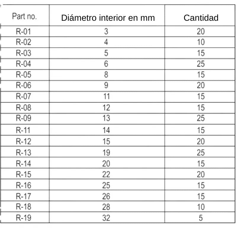 Kit de 300 anillos de retención Surtidos Yato YT-06881 en caja organizadora, ideal para trabajos de mecánica automotriz y montaje de ejes.