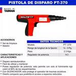 Pistola de clavos a pólvora Walte PT-370 calibre 27, herramienta de fijación para concreto y acero, uso profesional en construcción.