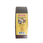 Pack de 10 lijas de banda Inoxcrom 3x21 de grano 100 para lijado de madera.