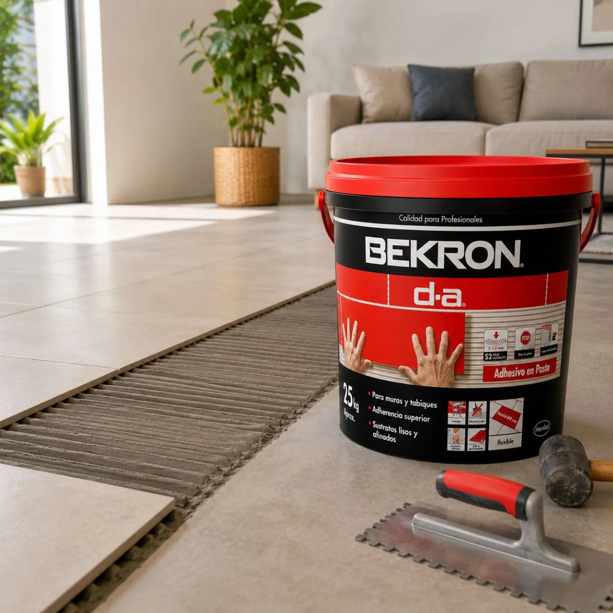 Adhesivo Bekron D-A en pasta de 15 y 25 kg para cerámicas y porcelanatos