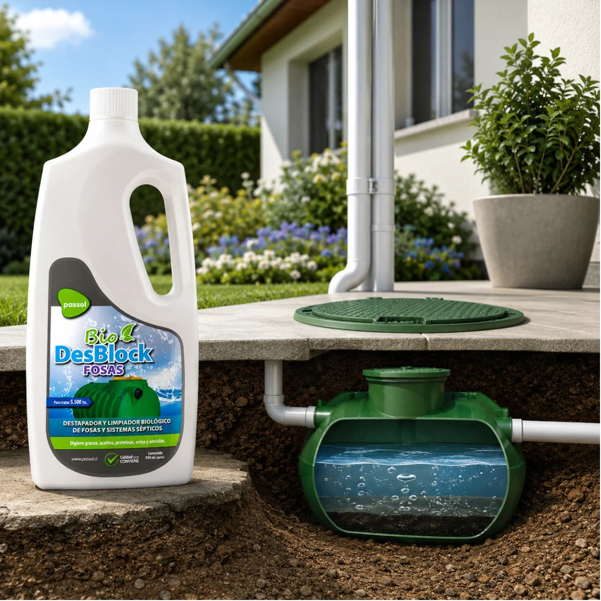 Bio Desblock Limpia Fosas Biológico Passol 950 ml