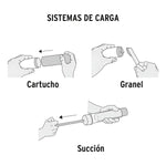 Engrasadora profesional Truper de 14 onzas, presión de 8000 PSI, sistema de carga triple para uso industrial y mecánico.