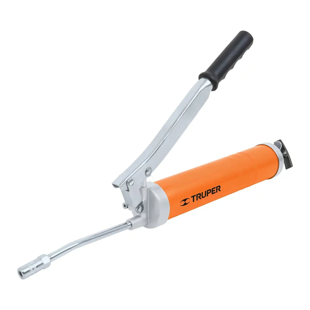 Engrasadora profesional Truper de 14 onzas, presión de 8000 PSI, sistema de carga triple para uso industrial y mecánico.